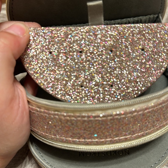 NORDSTROM Round Travel Jewelry Box in Champagne Multi Glitter - Picture 6 of 6